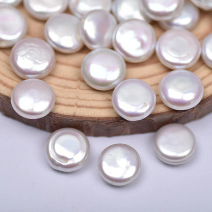 Factory Cheap Price Wholesale 9-16mm AAA Quality Smooth Surface Coin Shape White Freshwater Pearl