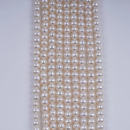 7-8mm AAA Grade White Potato Shape Loose Pearl Freshwater Strand Beads for Jewelry Making
