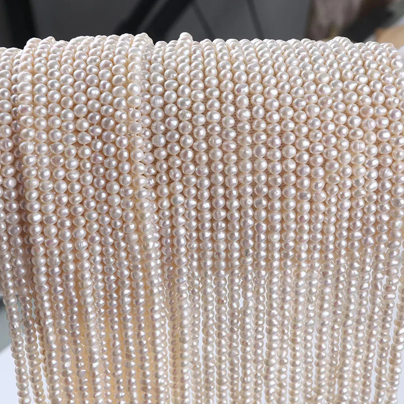 5-6mm AA Grade White Potato Shape Loose Pearl Freshwater Strand Beads