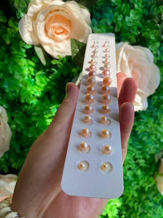 2-11mm White Pink Purple Natural Freshwater Pearl Round Shaped Half Hole 2A Loose Natural Pearls
