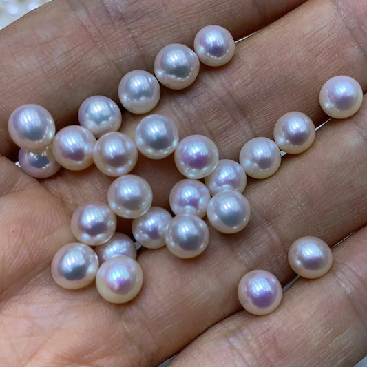 Freshwater Akoya Pearl White Round 3AHalf Hole Small Size High Quality Ring Earring Pendant DIY Jewelry Accessories