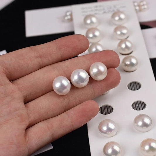 Wholesale High Quality White Pink Natural Real Fresh Water Pearl Button Potato Rice Loose Beads for DIY Women Earring