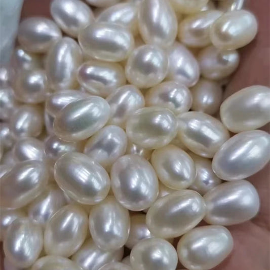 AA Grade White 5-11mm Width Natural Freshwater Rice Pearl Loose Drop Beads for Making Bracelet