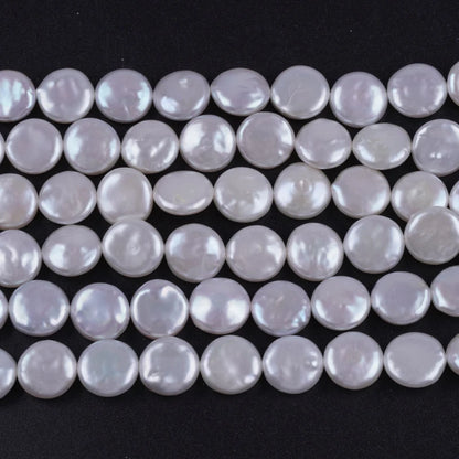 13-14mm AA Grade Natural White Wholesale Coin Freshwater Pearls for Jewelry Making