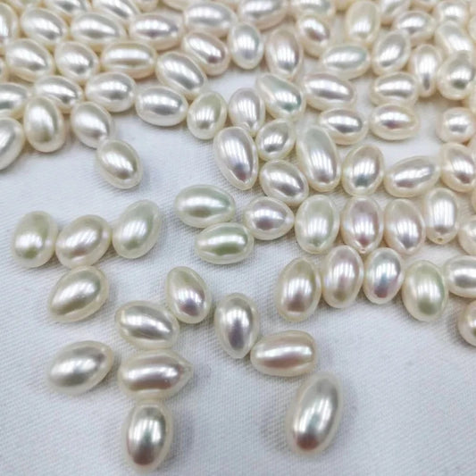 Wholesale Price Loose Pearl 3A Quality Natural Freshwater Drop Pearl for Jewelry Making Rice Pearl High Luster Drilled Hole