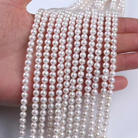 5mm AA Natural White Round Shape Freshwater Pearl Strand