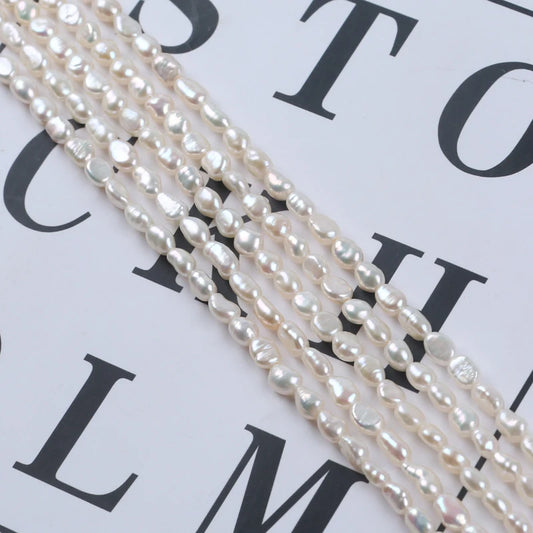 4-5mm AAA Grade Wholesale Natural White Freshwater Baroque Loose Pearls Strand