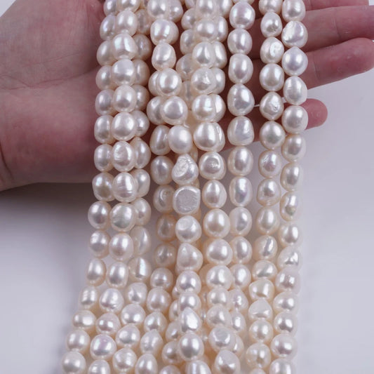 10-11mm AAA Grade Wholesale Natural White Freshwater Baroque Loose Pearls Strand