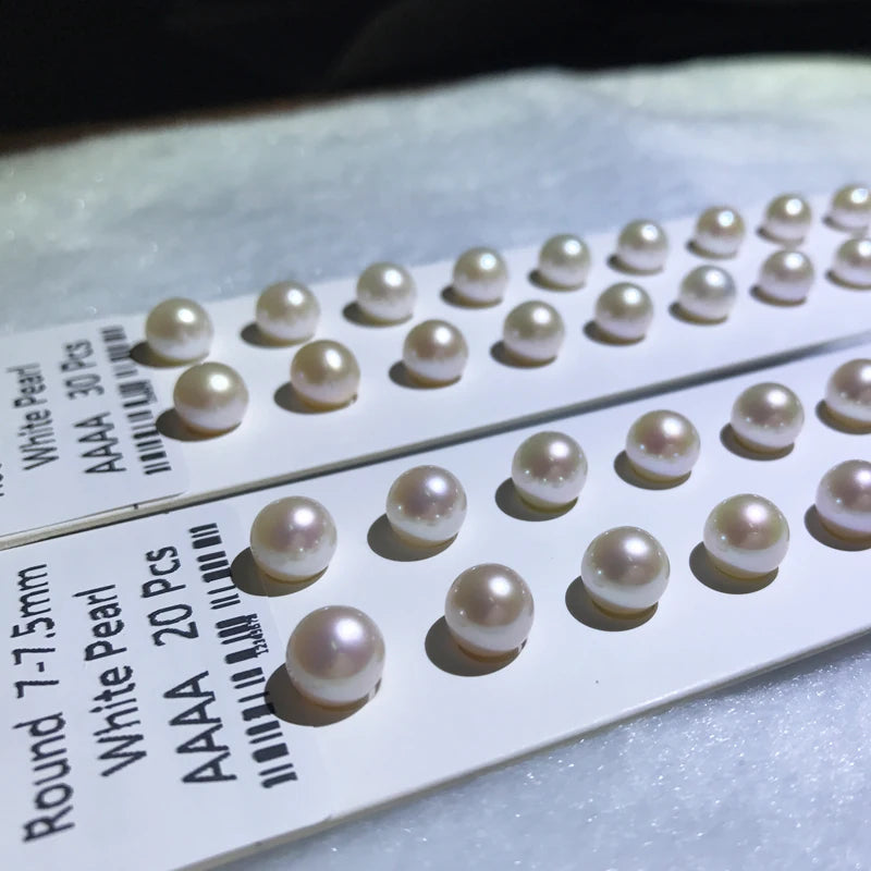 Wholesale Natural Pearls Beads 3a High Quality Zhuji Cultured Freshwater Pearl Loose Beads 7-7.5mm Round Pearl for Pendant
