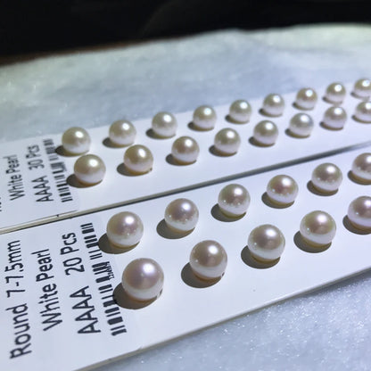 Wholesale Natural Pearls Beads 3a High Quality Zhuji Cultured Freshwater Pearl Loose Beads 7-7.5mm Round Pearl for Pendant
