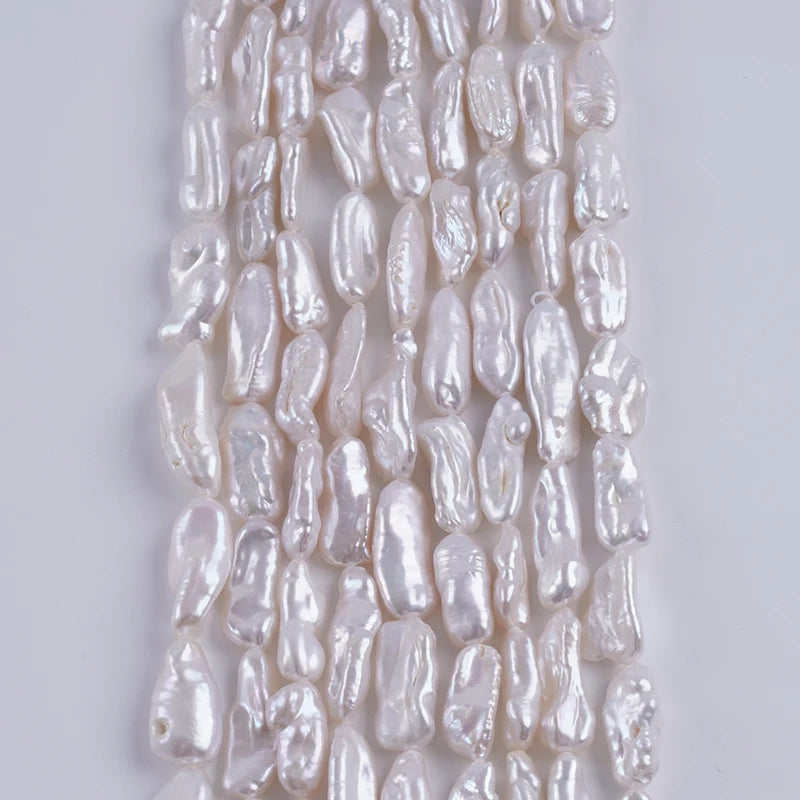 7-9mm Natural White Freshwater Biwa Pearl Beads for Jewelry Making