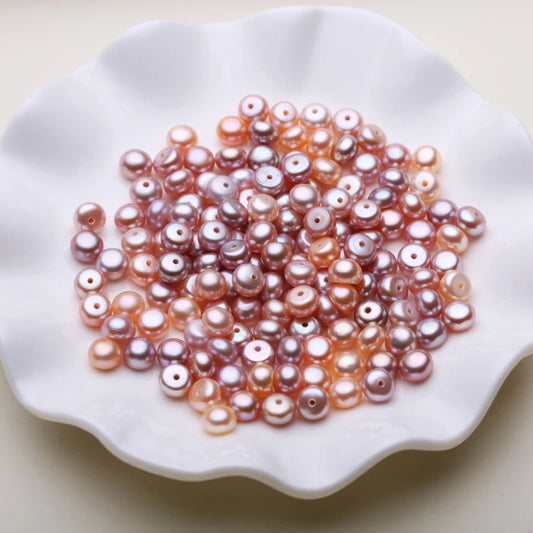 China 3mm--10mm AAA Large Size Best Quality Loose Button Shape Real Cultured Freshwater Pearls Half Drilled One Hole for Sale