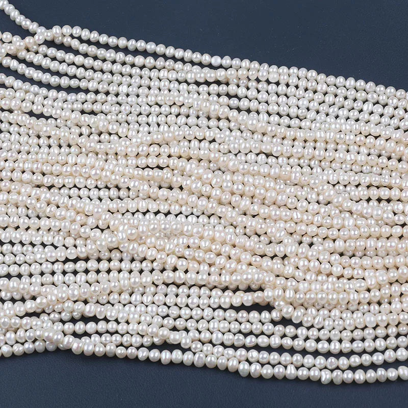5-6mm AA Grade White Potato Shape Loose Pearl Freshwater Strand Beads