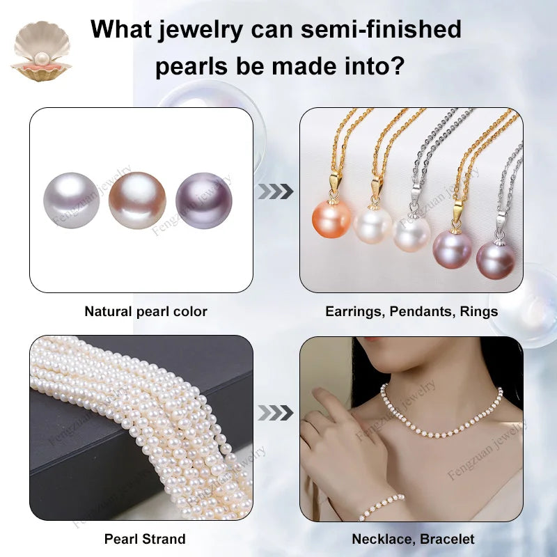 Good Luster 8-11.5mm 3A 4A Full Perfectly Round Real Fresh Water Half Drilled Half Hole Freshwater Loose Pearl
