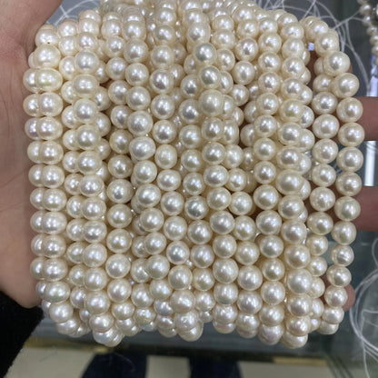 Wholesale 8-9mm White Round Freshwater Cultured Pearl Necklace Natural Loose Pearl Jewelry