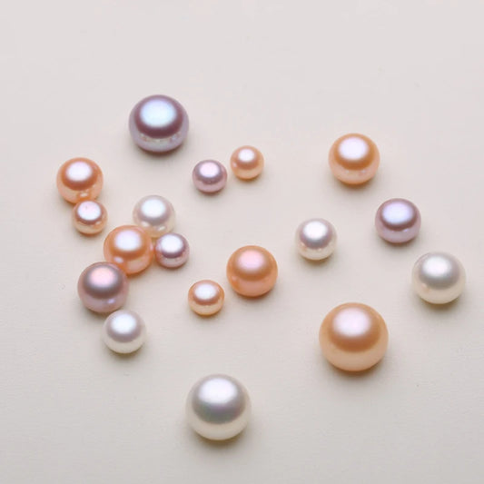 China 3mm--10mm AAA Large Size Best Quality Loose Button Shape Real Cultured Freshwater Pearls Half Drilled One Hole for Sale