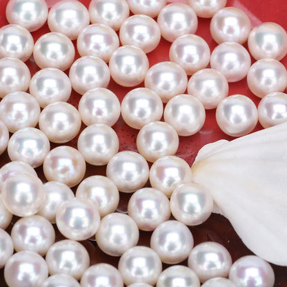 3A Perfect Loose Pearls 4mm 5mm 6mm 7mm Round Half Hole Freshwater Pearl for Jewelry Making