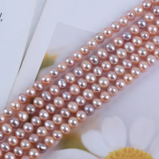 5-5.5mm High Quality Natural Cultured Freshwater Pearl Potato Shape Pearl Strands