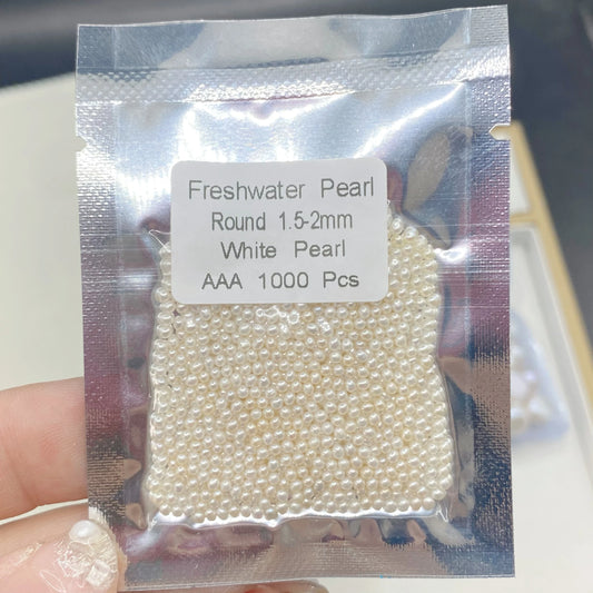 1.5-2mm 2-5A Small White Pearl No Hole Round Nature Loose Freshwater Pearl Wholesale Pearls for Jewelry Making