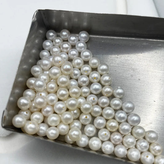 Wholesale Hot-selling Round Pearls 3mm 4mm 5mm Loose Half Hole White Natural Freshwater Pearls