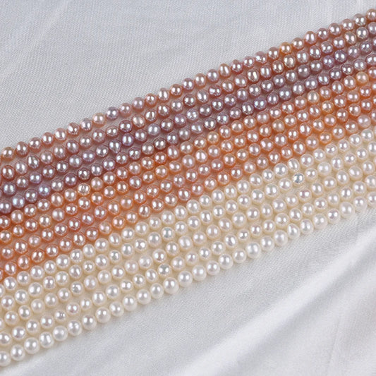4.5-5mm Natural Cultured Freshwater Pearl Potato Shape Pearl Strands