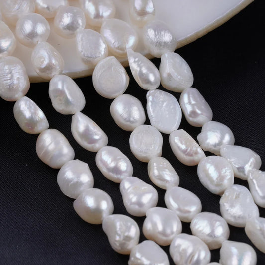 9-10mm AAAAA-B Grade Wholesale Natural White Freshwater Baroque Loose Pearls Strand