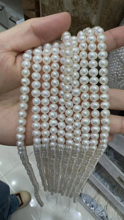 High-quality 7-8mm freshwater natural white pearls in bulk for DIY high-gloss high-roundness jewelry making