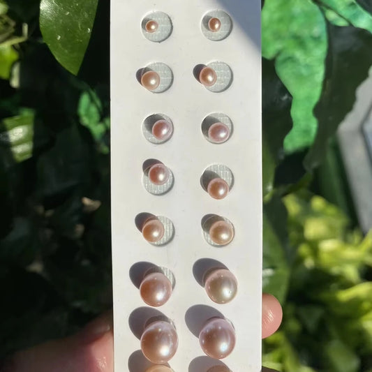 2-11mm White Pink Purple Natural Freshwater Pearl Round Shaped Half Hole 2A Loose Natural Pearls