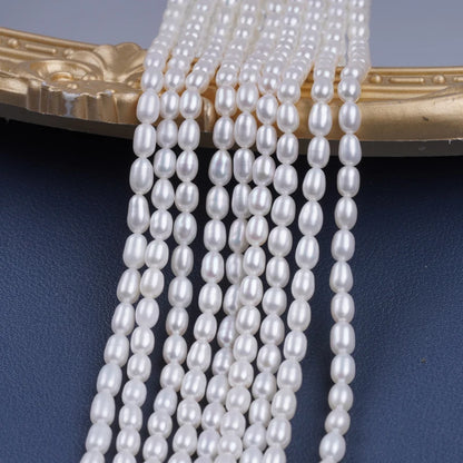4-5mm Natural White Loose Pearl Beads Rice Freshwater Pearl String