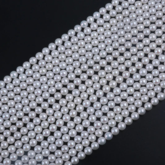 16inch 7-8mm AAAAA Grade High Quality White Round Shape Natural Freshwater Pearl Beads for Jewelry Making