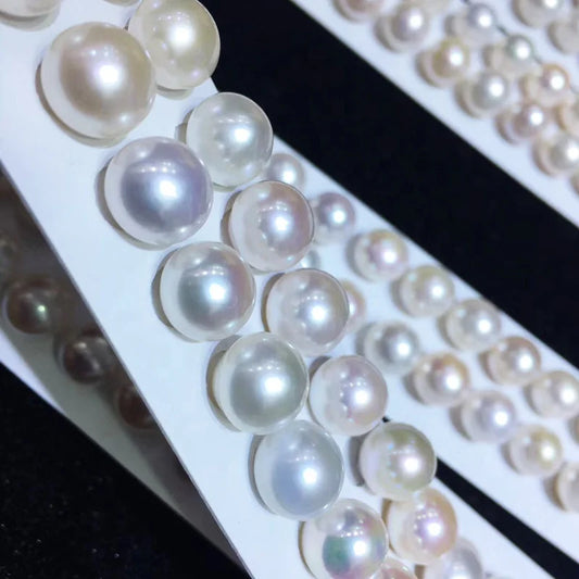 Fine Jewelry 3-11mm Natural Round Freshwater Pearl High Luster 4A Grade Loose Half Hole Freshwater Pearls Perfect Round Pearls
