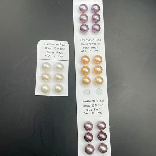 Wholesale Price Natural White Pink Purple Round Freshwater Pearl Bead 3A 9.5-10mm 10-10.5mm Loose Pearl Jewelry Earrings Makind