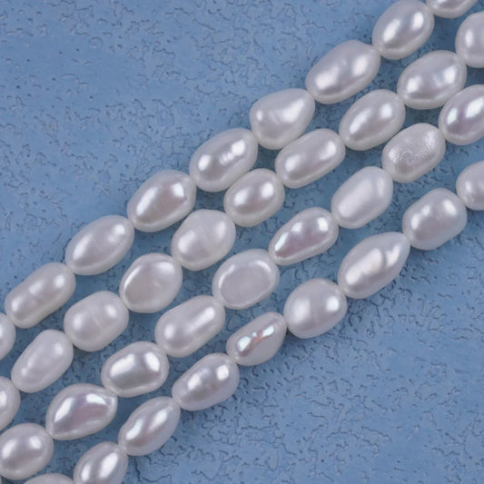 5-6mm AAA Grade Wholesale Natural White Freshwater Baroque Loose Pearls Strand