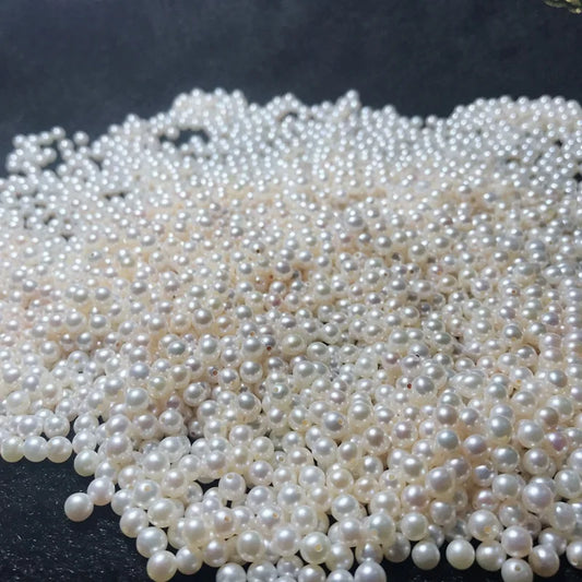 Wholesale Pearls White Round 4a 4mm 5mm 6mm Half Hole Natural Fresh Water Pearl for Pendant