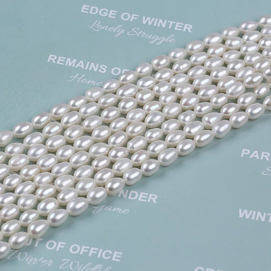6-7mm AAA Wholesale High Luster Good Quality Real Freshwater Rice Pearl Strand