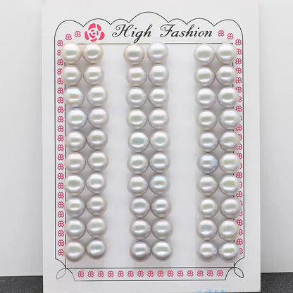 Wholesale China Cultured  Button Shape Pearls 6mm 7mm 8mm Loose Half Hole Natural Freshwater Pearls