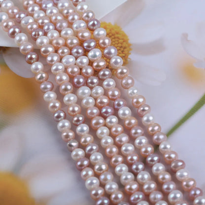 5-5.5mm High Quality Natural Cultured Freshwater Pearl Potato Shape Pearl Strands