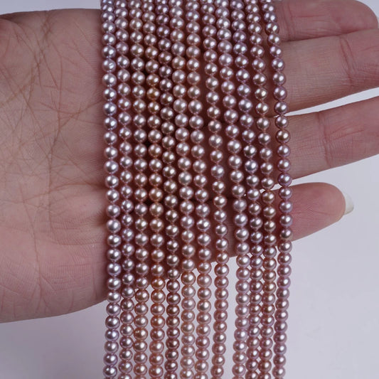 3.5-4mm AAA Grade Purple Color Round Pearl Natural Freshwater Pearl for Jewelry Making