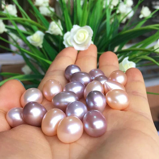 Half Drilled Real Drop Shape Freshwater Pearl High Quality Flawless Rice Shape Natural Loose Pearl