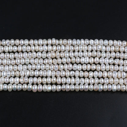 5-6mm B-AAA Wholesale Loose White Natural Fresh Water Bread Pearls Button Beads Strands