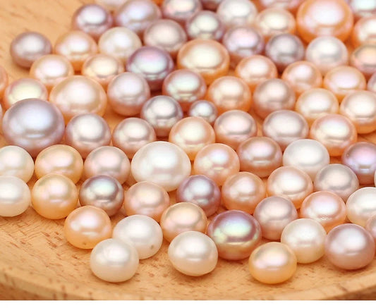 Bulk Wholesale 3A Grade 4-10mm Natural Freshwater Pearls Half Drilled Button Pearls Loose Pearls for Jewelry Parts