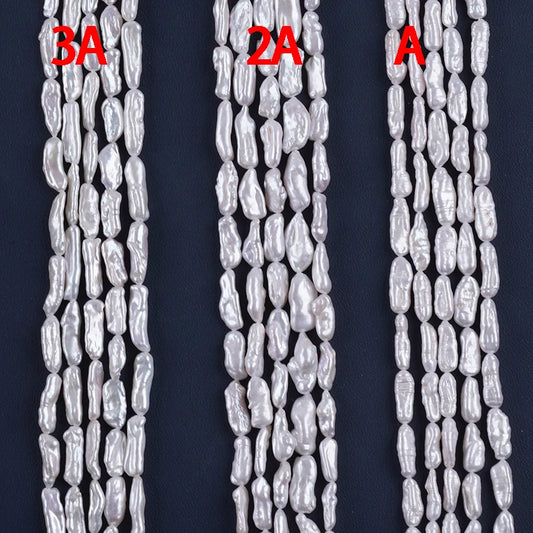 7-9mm Natural White Freshwater Biwa Pearl Beads for Jewelry Making