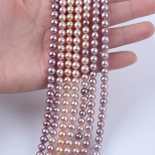 7-8mm AA Grade Natural Color Round Pearl Natural Freshwater Pearl for Jewelry Making