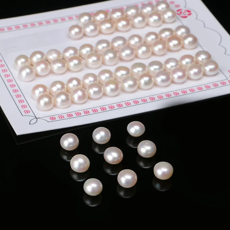 Jewelry 2-12mm Cultured Pearl White Round Half Drilled Natural Freshwater Pearl for Jewelry Making Loose Pearl Beads