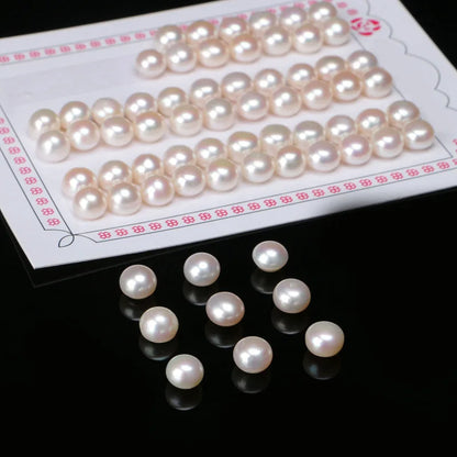 Jewelry 2-12mm Cultured Pearl White Round Half Drilled Natural Freshwater Pearl for Jewelry Making Loose Pearl Beads