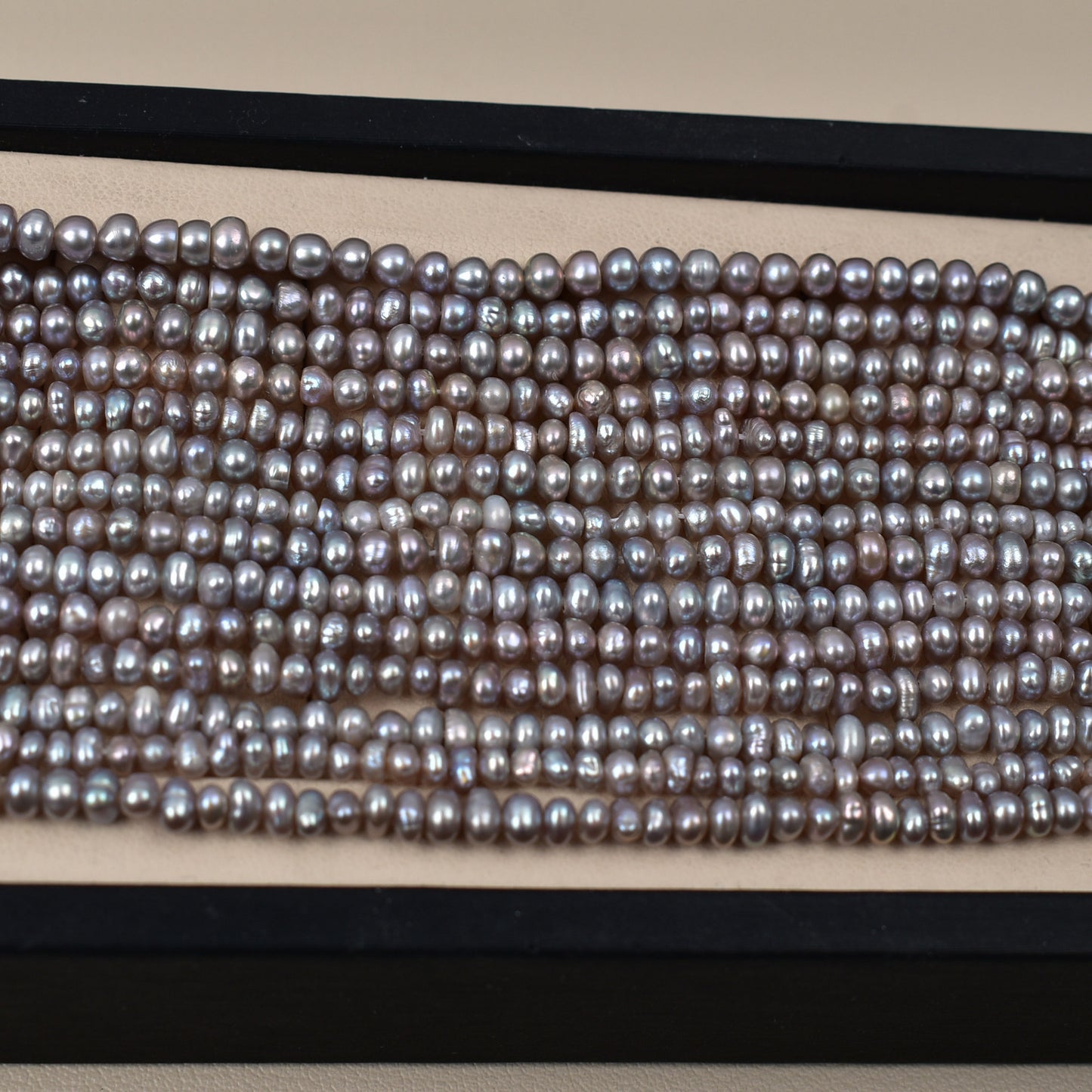 1127 3-4mm Natural Freshwater Pearl Loose Bead Punch work in progress Irradiated Gray Bare Bead DIY