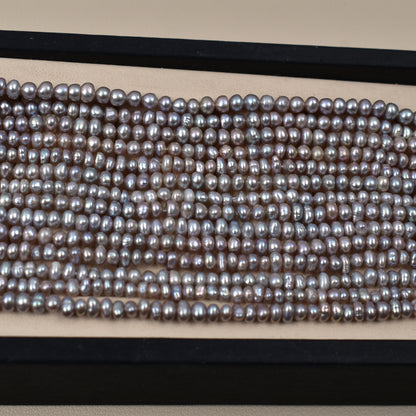 1127 3-4mm Natural Freshwater Pearl Loose Bead Punch work in progress Irradiated Gray Bare Bead DIY