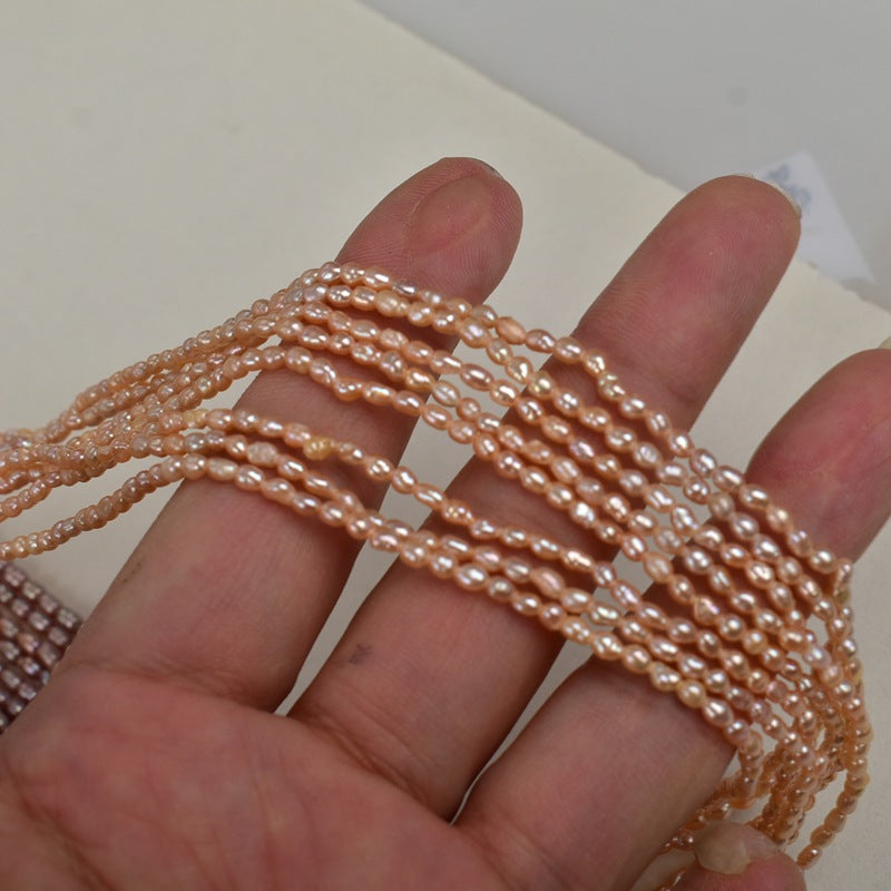 1197 2-3Mm natural freshwater pearl necklace work in progress purple beads