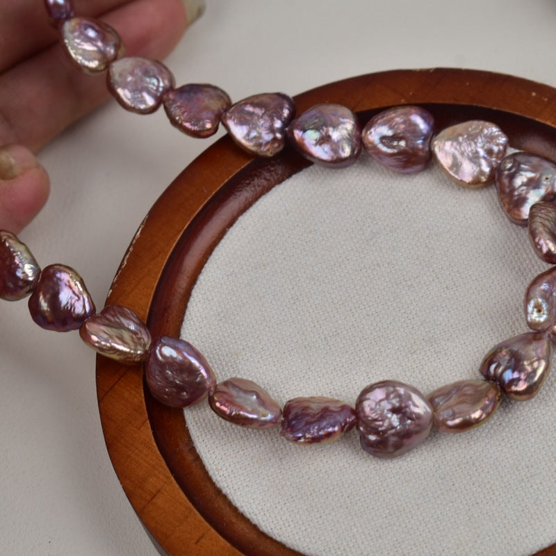 1077 Natural Freshwater Pearl Loose Beads Purple Love Shaped Baroque Pearl