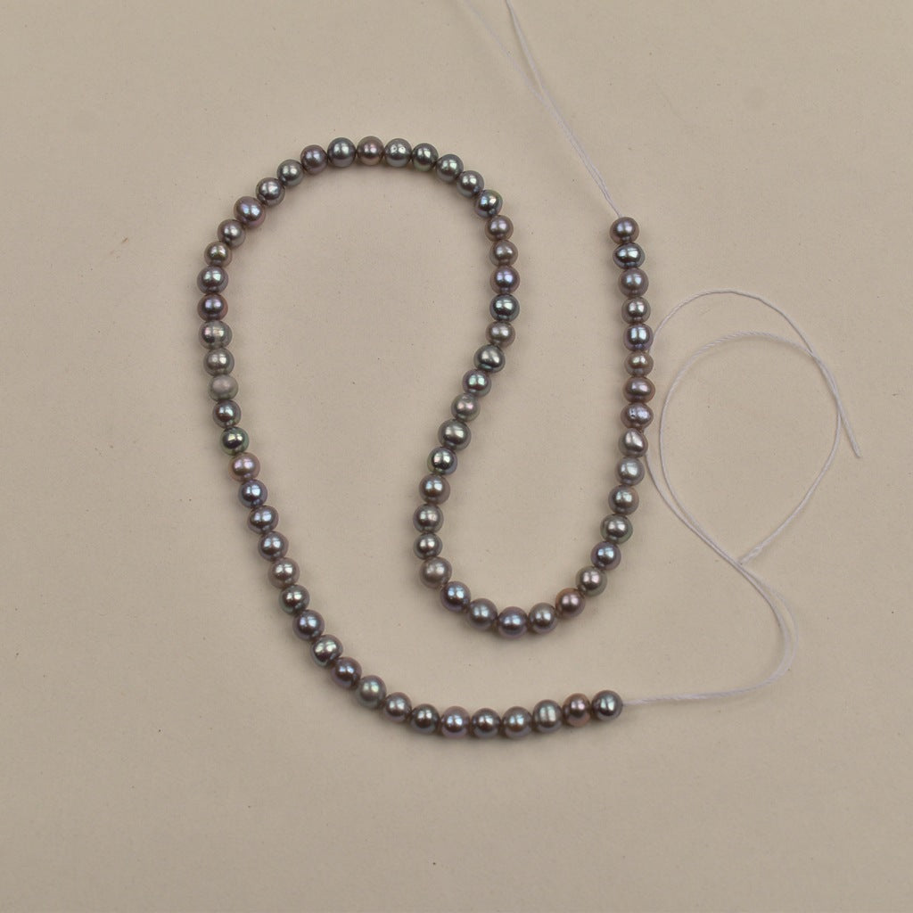 1176 5-5.5 mm Near Round Grey Pearl Natural Fresh Water, Grey Loose Bead Jewelry Accessories DIY work in progress